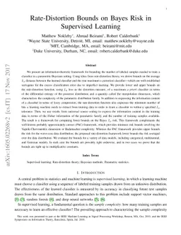 Rate-Distortion Bounds on Bayes Risk in Supervised Learning