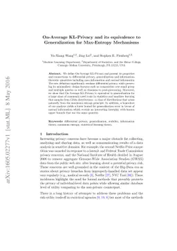 On-Average KL-Privacy and its equivalence to Generalization for
  Max-Entropy Mechanisms