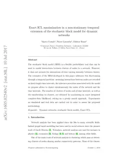Exact ICL maximization in a non-stationary temporal extension of the
  stochastic block model for dynamic networks