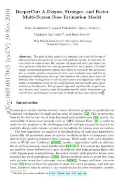 DeeperCut: A Deeper, Stronger, and Faster Multi-Person Pose Estimation
  Model
