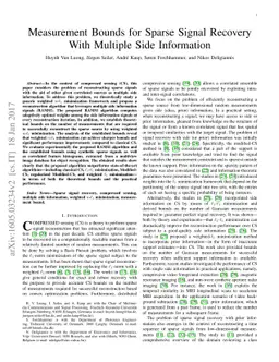 Measurement Bounds for Sparse Signal Reconstruction with Multiple Side
  Information