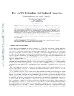 The LASSO Estimator: Distributional Properties