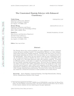 The constrained Dantzig selector with enhanced consistency