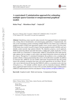 A constrained L1 minimization approach for estimating multiple Sparse
  Gaussian or Nonparanormal Graphical Models