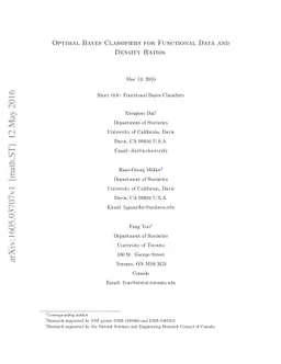Optimal Bayes Classifiers for Functional Data and Density Ratios