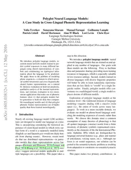 Polyglot Neural Language Models: A Case Study in Cross-Lingual Phonetic
  Representation Learning