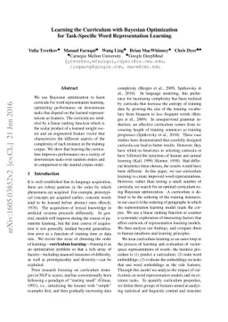 Learning the Curriculum with Bayesian Optimization for Task-Specific
  Word Representation Learning