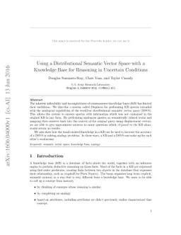 Using a Distributional Semantic Vector Space with a Knowledge Base for
  Reasoning in Uncertain Conditions