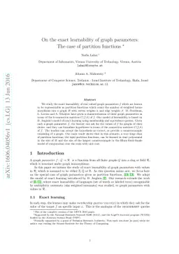 On the exact learnability of graph parameters: The case of partition
  functions