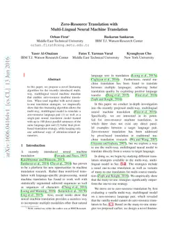 Zero-Resource Translation with Multi-Lingual Neural Machine Translation