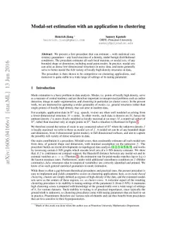 Modal-set estimation with an application to clustering
