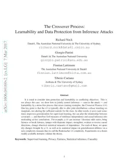 The Crossover Process: Learnability and Data Protection from Inference
  Attacks