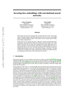 Inverting face embeddings with convolutional neural networks