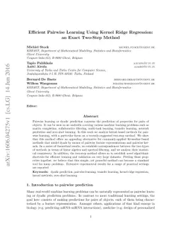 Efficient Pairwise Learning Using Kernel Ridge Regression: an Exact
  Two-Step Method