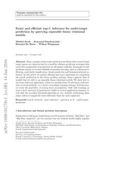 Exact and efficient top-K inference for multi-target prediction by
  querying separable linear relational models