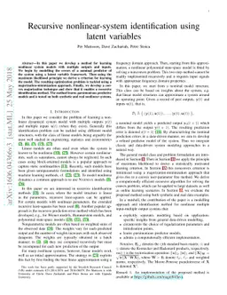 Recursive nonlinear-system identification using latent variables