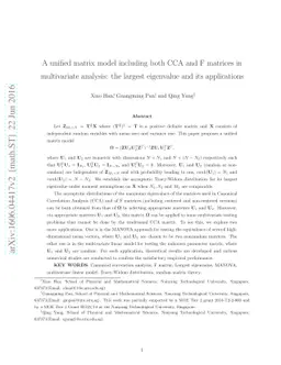 A unified matrix model including both CCA and F matrices in multivariate
  analysis: the largest eigenvalue and its applications