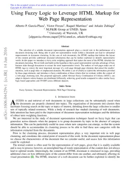 Using Fuzzy Logic to Leverage HTML Markup for Web Page Representation