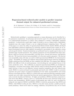 Regression-based reduced-order models to predict transient thermal
  output for enhanced geothermal systems