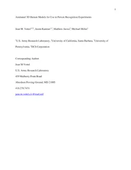 Animated 3D Human Models for Use in Person Recognition Experiments