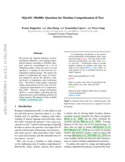 SQuAD: 100,000+ Questions for Machine Comprehension of Text