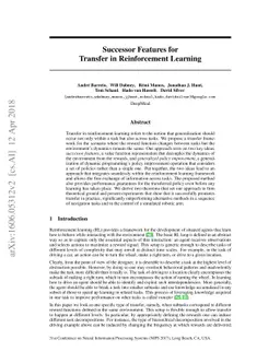 Successor Features for Transfer in Reinforcement Learning