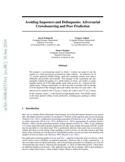 Avoiding Imposters and Delinquents: Adversarial Crowdsourcing and Peer
  Prediction