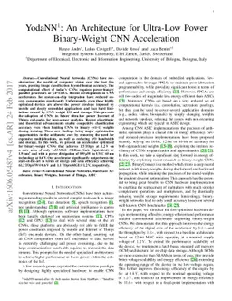 YodaNN: An Architecture for Ultra-Low Power Binary-Weight CNN
  Acceleration