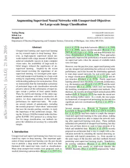 Augmenting Supervised Neural Networks with Unsupervised Objectives for
  Large-scale Image Classification