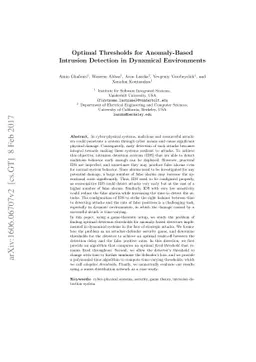 Optimal Thresholds for Anomaly-Based Intrusion Detection in Dynamical
  Environments