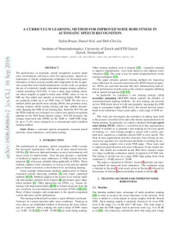 A Curriculum Learning Method for Improved Noise Robustness in Automatic
  Speech Recognition