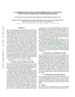 A Comprehensive Study of Deep Bidirectional LSTM RNNs for Acoustic
  Modeling in Speech Recognition