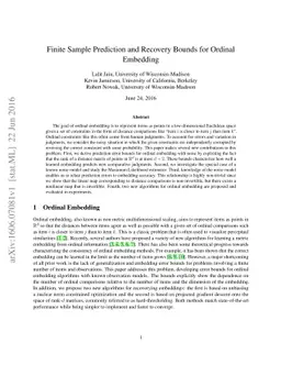 Finite Sample Prediction and Recovery Bounds for Ordinal Embedding
