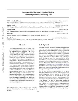 Interpretable Machine Learning Models for the Digital Clock Drawing Test