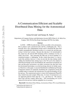 A Communication Efficient and Scalable Distributed Data Mining for the
  Astronomical Data