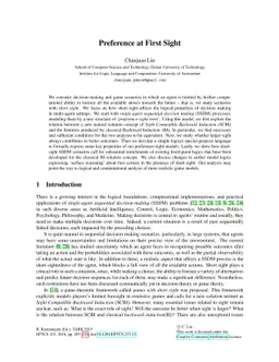 Preference at First Sight