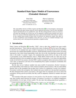 Standard State Space Models of Unawareness (Extended Abstract)