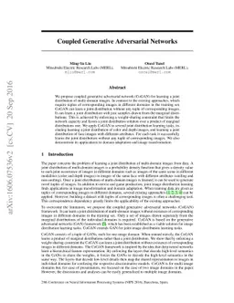 Coupled Generative Adversarial Networks