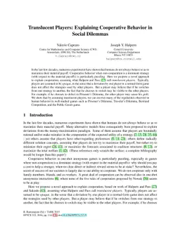 Translucent Players: Explaining Cooperative Behavior in Social Dilemmas