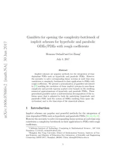 Gamblets for opening the complexity-bottleneck of implicit schemes for
  hyperbolic and parabolic ODEs/PDEs with rough coefficients