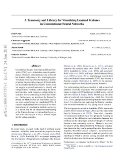 A Taxonomy and Library for Visualizing Learned Features in Convolutional
  Neural Networks
