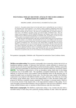 Polynomial-Time Key Recovery Attack on the Faure-Loidreau Scheme based
  on Gabidulin Codes