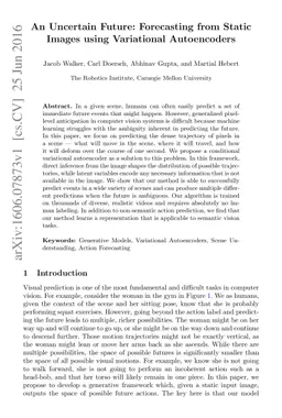 An Uncertain Future: Forecasting from Static Images using Variational
  Autoencoders