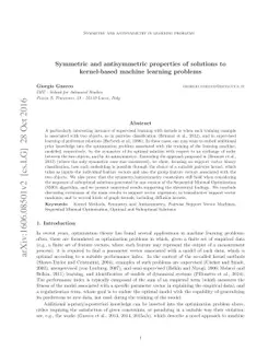 Symmetric and antisymmetric properties of solutions to kernel-based
  machine learning problems