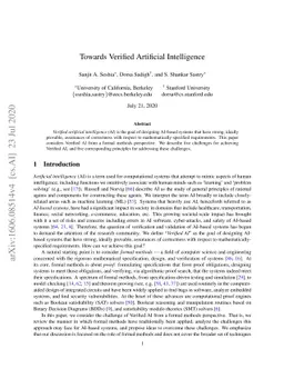 Towards Verified Artificial Intelligence