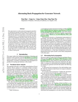 Alternating Back-Propagation for Generator Network