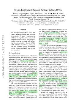 Greedy, Joint Syntactic-Semantic Parsing with Stack LSTMs