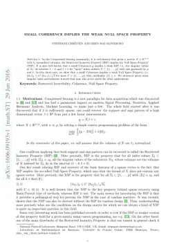 Small coherence implies the weak Null Space Property