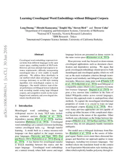 Learning Crosslingual Word Embeddings without Bilingual Corpora