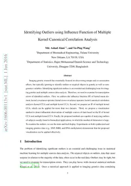 Identifying Outliers using Influence Function of Multiple Kernel
  Canonical Correlation Analysis
